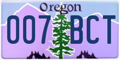 OR license plate 007BCT