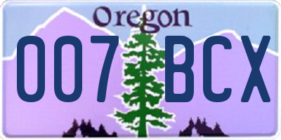 OR license plate 007BCX