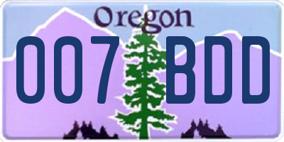 OR license plate 007BDD