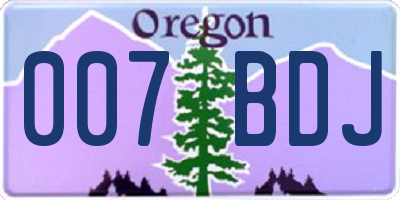 OR license plate 007BDJ