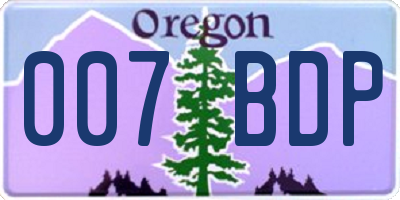 OR license plate 007BDP