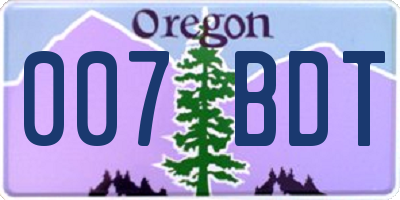 OR license plate 007BDT