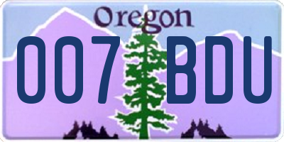 OR license plate 007BDU