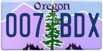 OR license plate 007BDX