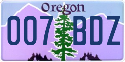 OR license plate 007BDZ