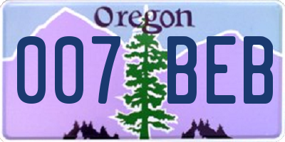 OR license plate 007BEB