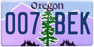 OR license plate 007BEK