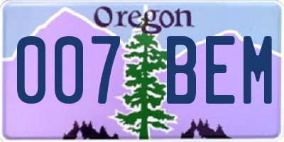 OR license plate 007BEM
