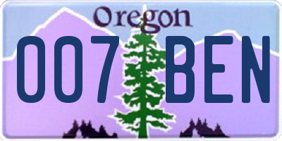 OR license plate 007BEN