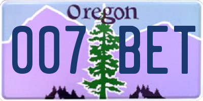 OR license plate 007BET