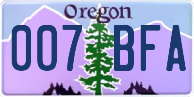 OR license plate 007BFA