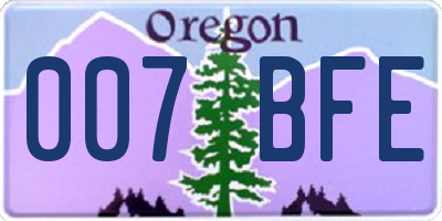 OR license plate 007BFE