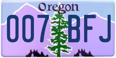 OR license plate 007BFJ