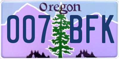 OR license plate 007BFK