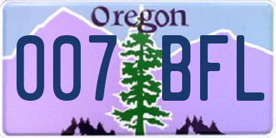 OR license plate 007BFL