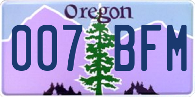 OR license plate 007BFM