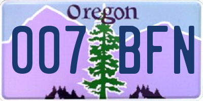 OR license plate 007BFN