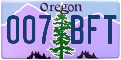 OR license plate 007BFT