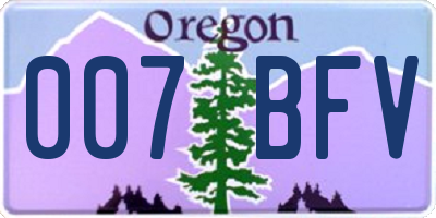 OR license plate 007BFV