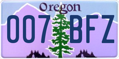 OR license plate 007BFZ