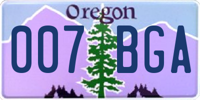 OR license plate 007BGA