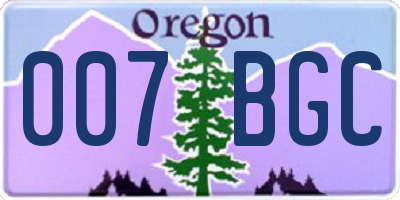 OR license plate 007BGC