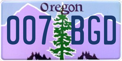 OR license plate 007BGD