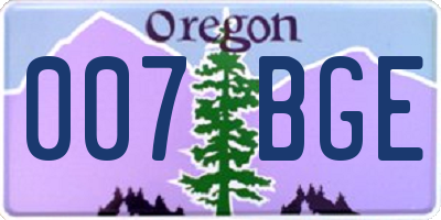 OR license plate 007BGE