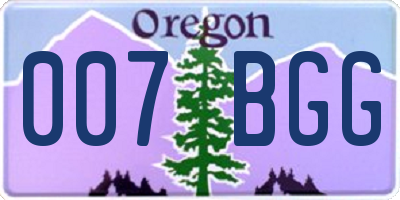 OR license plate 007BGG