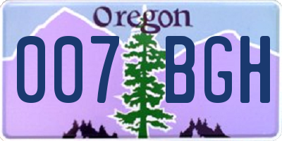 OR license plate 007BGH