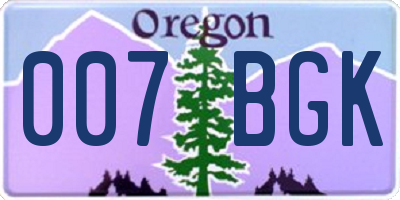 OR license plate 007BGK