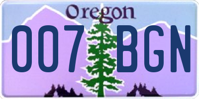OR license plate 007BGN