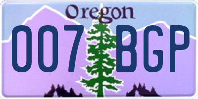 OR license plate 007BGP