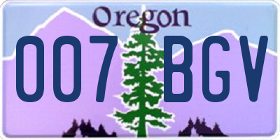 OR license plate 007BGV