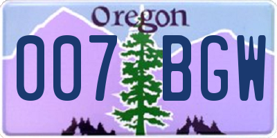 OR license plate 007BGW