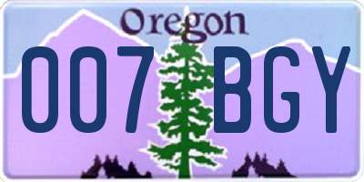 OR license plate 007BGY
