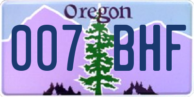 OR license plate 007BHF