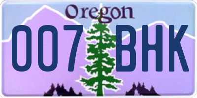 OR license plate 007BHK