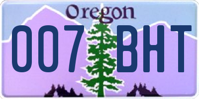 OR license plate 007BHT