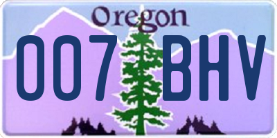 OR license plate 007BHV