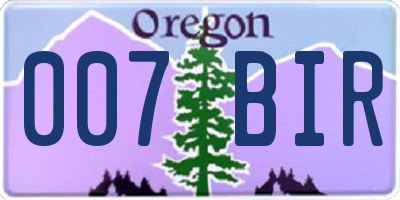 OR license plate 007BIR