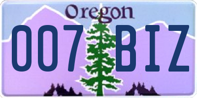 OR license plate 007BIZ