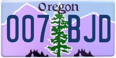 OR license plate 007BJD