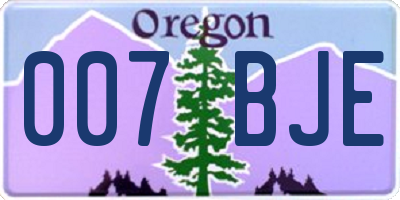OR license plate 007BJE