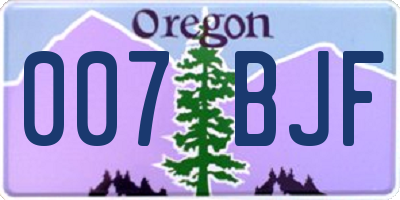 OR license plate 007BJF