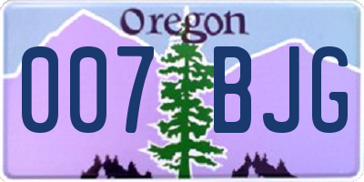 OR license plate 007BJG
