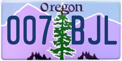 OR license plate 007BJL