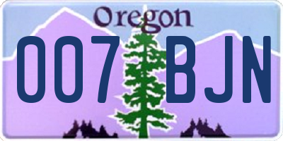 OR license plate 007BJN