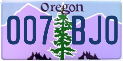 OR license plate 007BJO