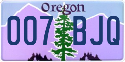 OR license plate 007BJQ